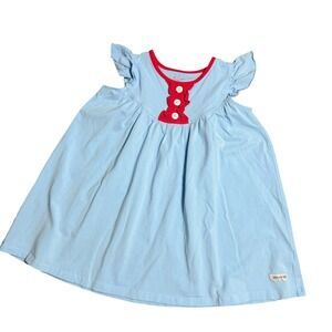 Merce & Me Girls Light Blue Ruffle Sleeve Pearl Dress Sz 6 Patriotic Classic